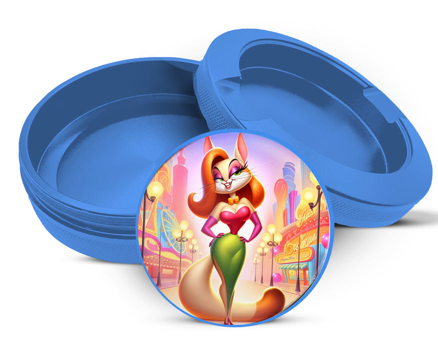 Jessica Rabbit as a Cat Grinder, Bombshell Feline Animated Snus Storage Case Blue