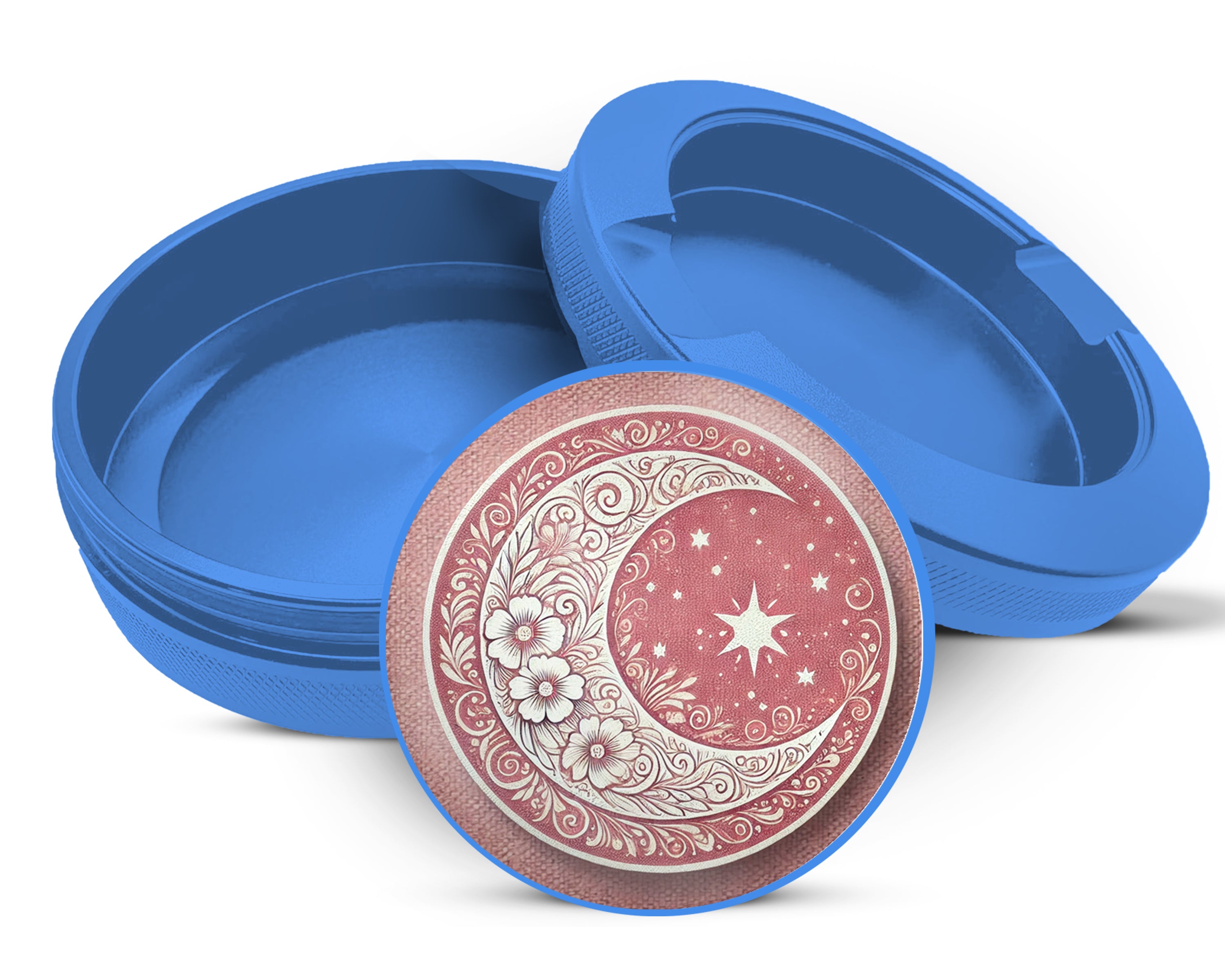 Crescent Moon with Stars Snus Storage Case Blue