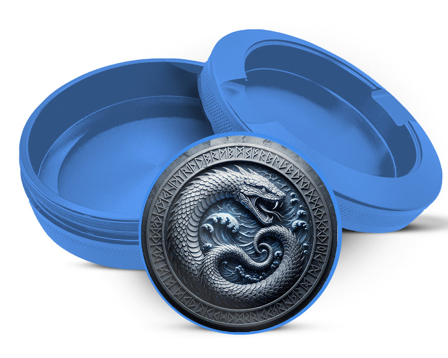 Oceanic Ouroboros Rune Circle Snus Storage Case Blue