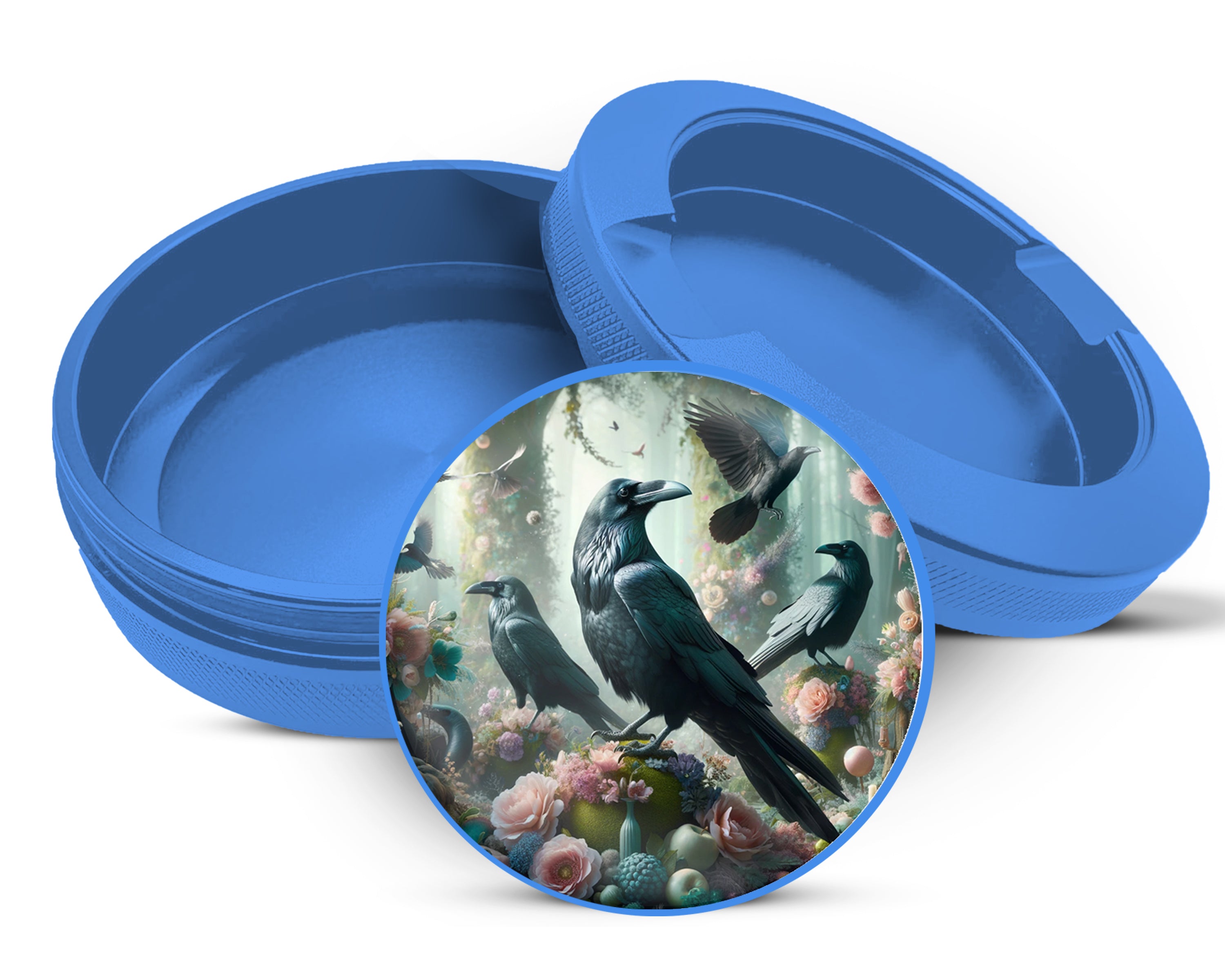 Psychedelic Ravens Goblincore Snus Storage Case Blue