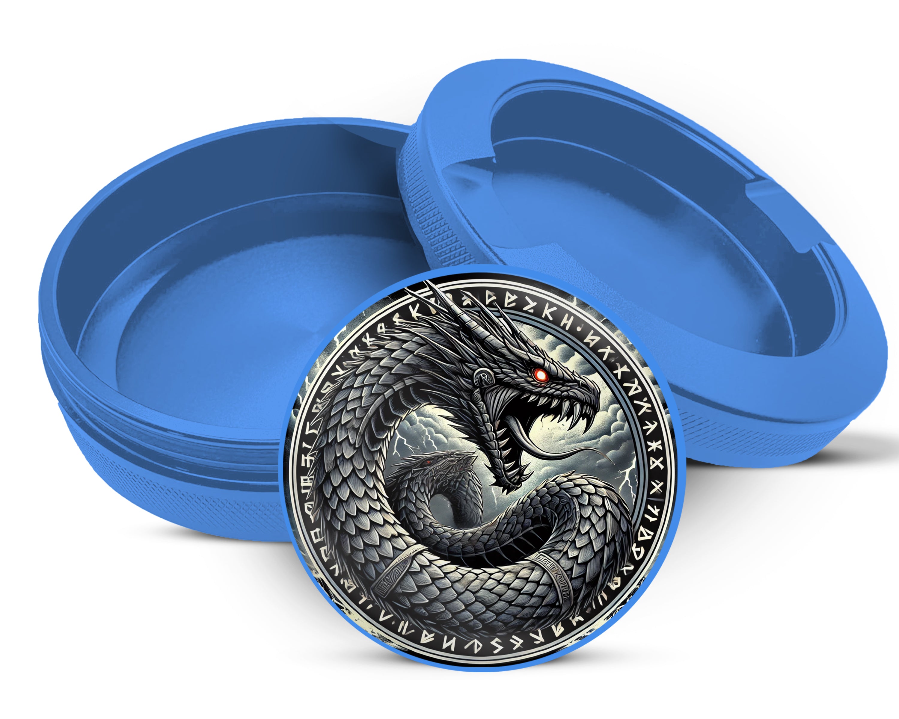 World Serpent Jormungandr Snus Storage Case Blue