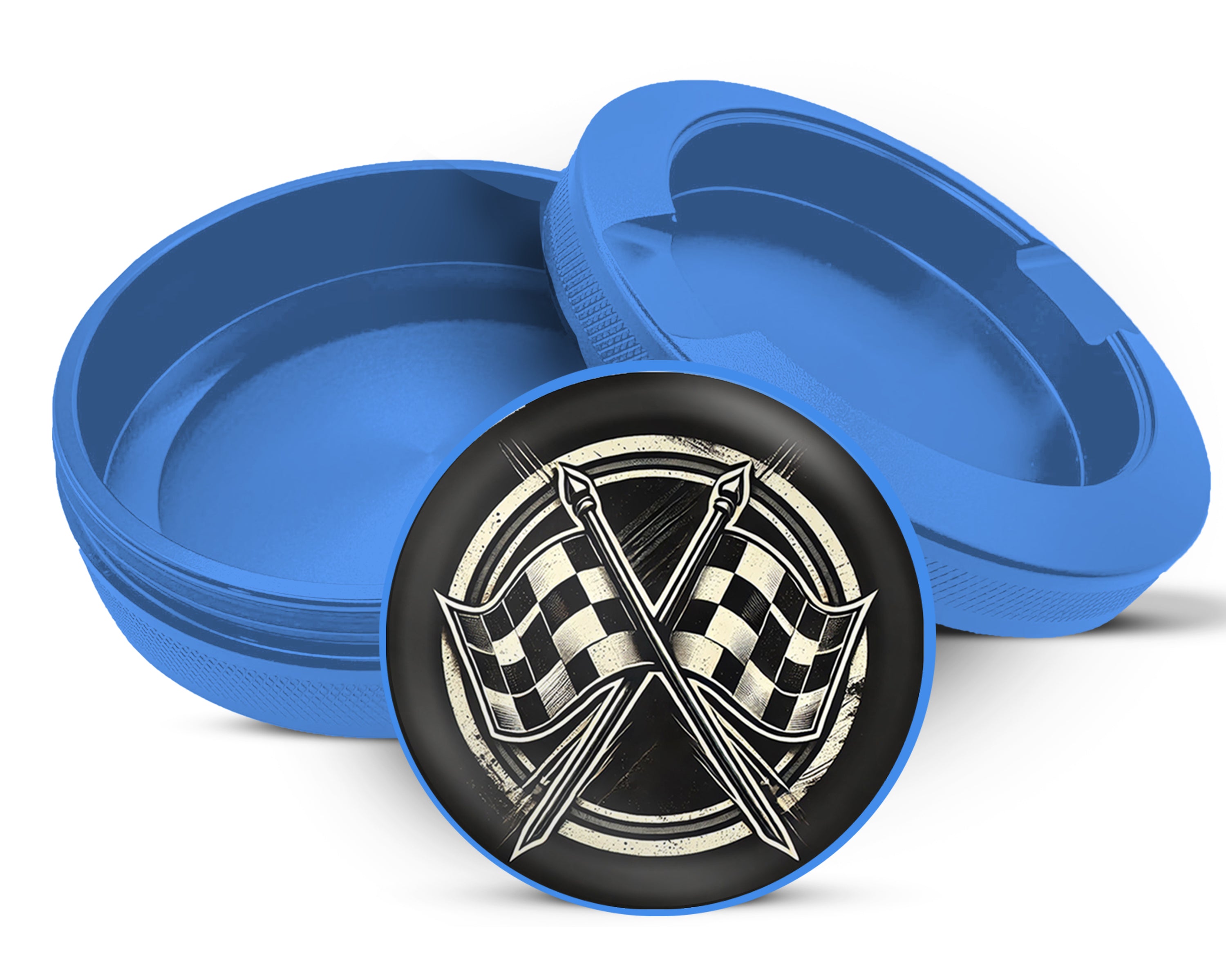 Racing Checkered Flag Snus Storage Case Blue