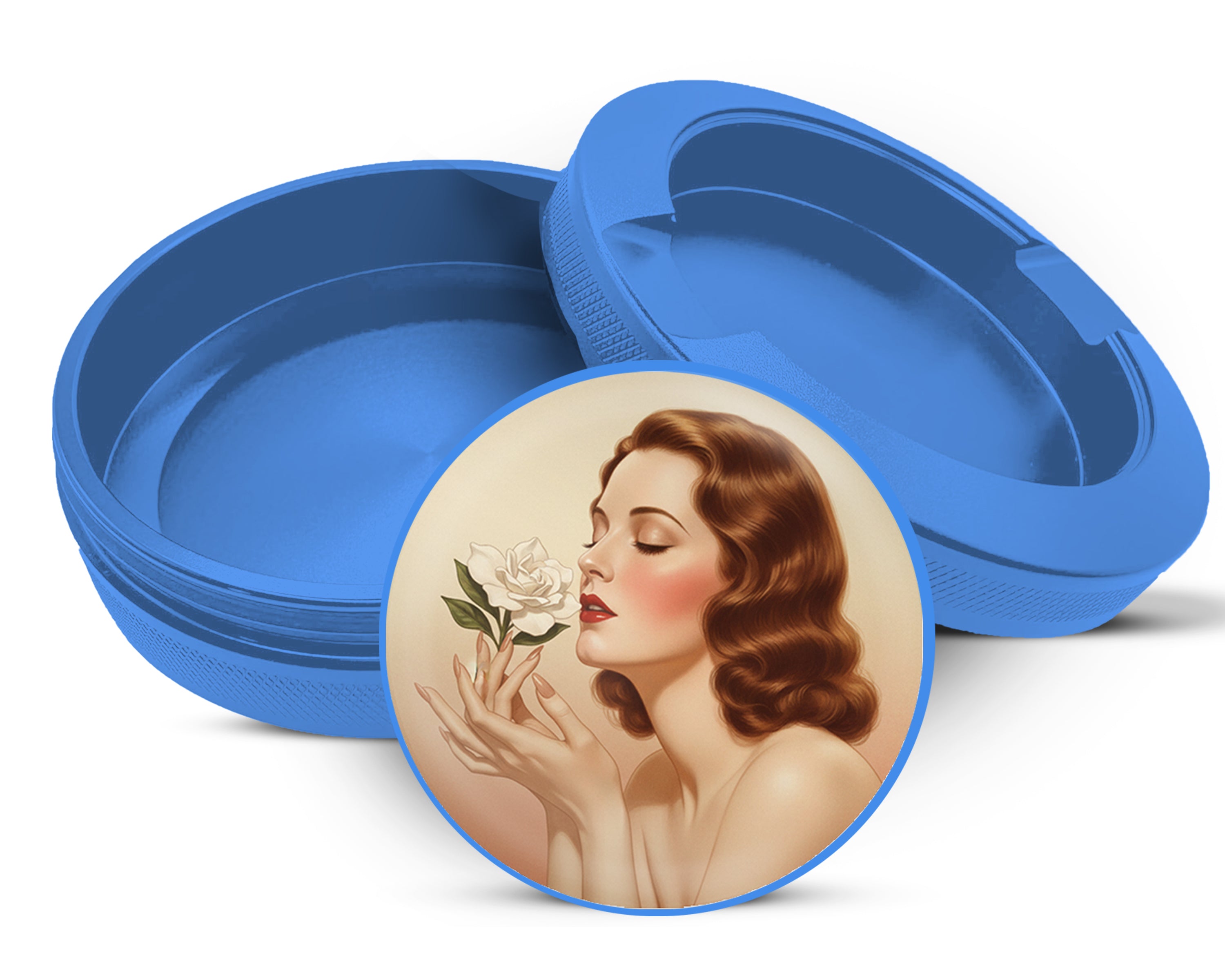 Vintage Rose Scented Beauty Snus Storage Case Blue