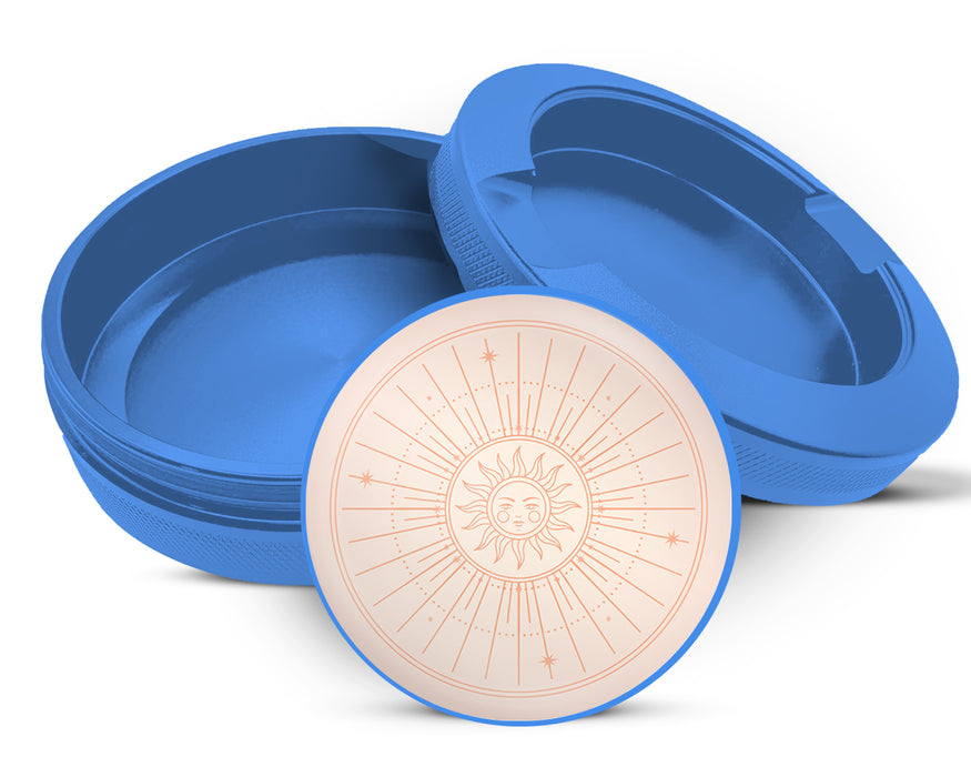 Boho Celestial Sunburst Face Snus Storage Case Blue