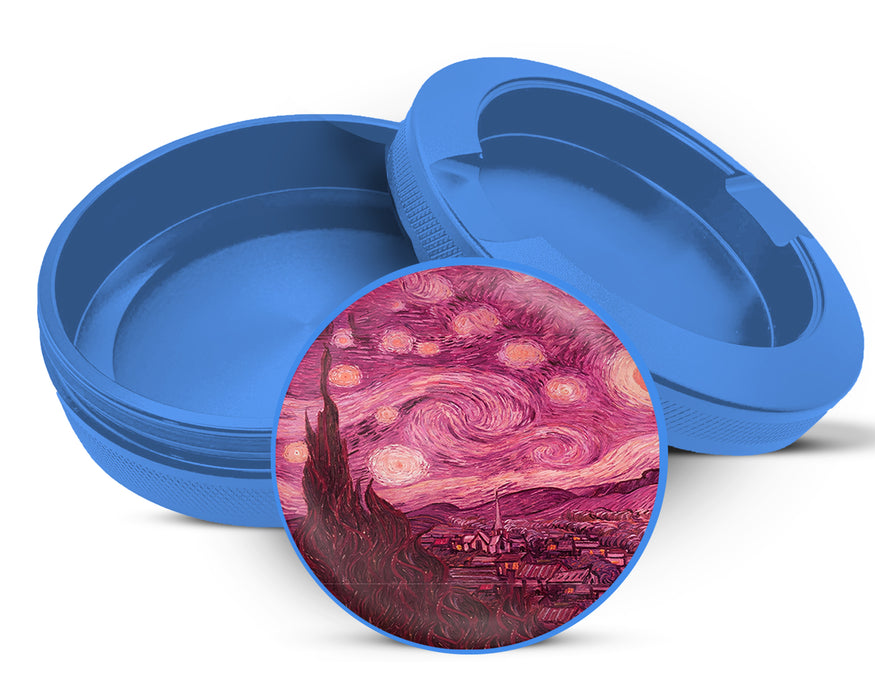 Pink Starry Night Vaporwave Van Gogh Art Snus Storage Case Blue