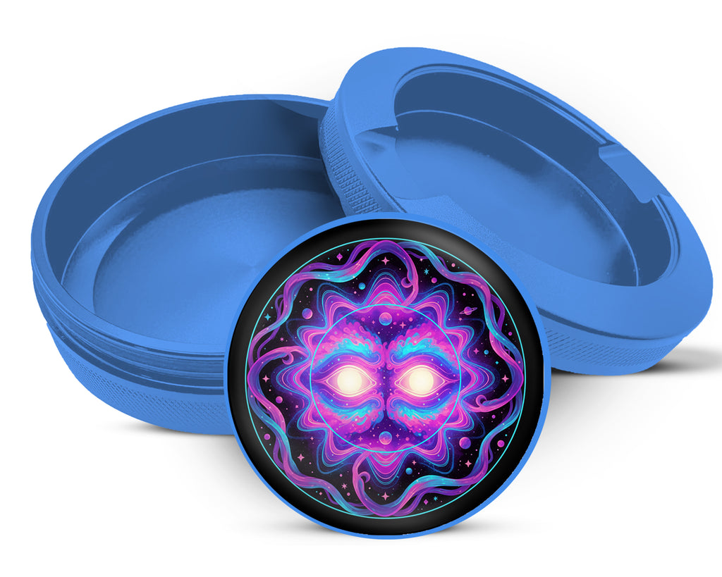 Psychedelic Cosmic Sun Face Snus Storage Case Blue