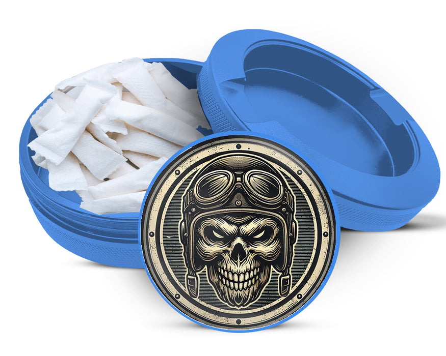 Biker Skull Zyn Storage Case Blue