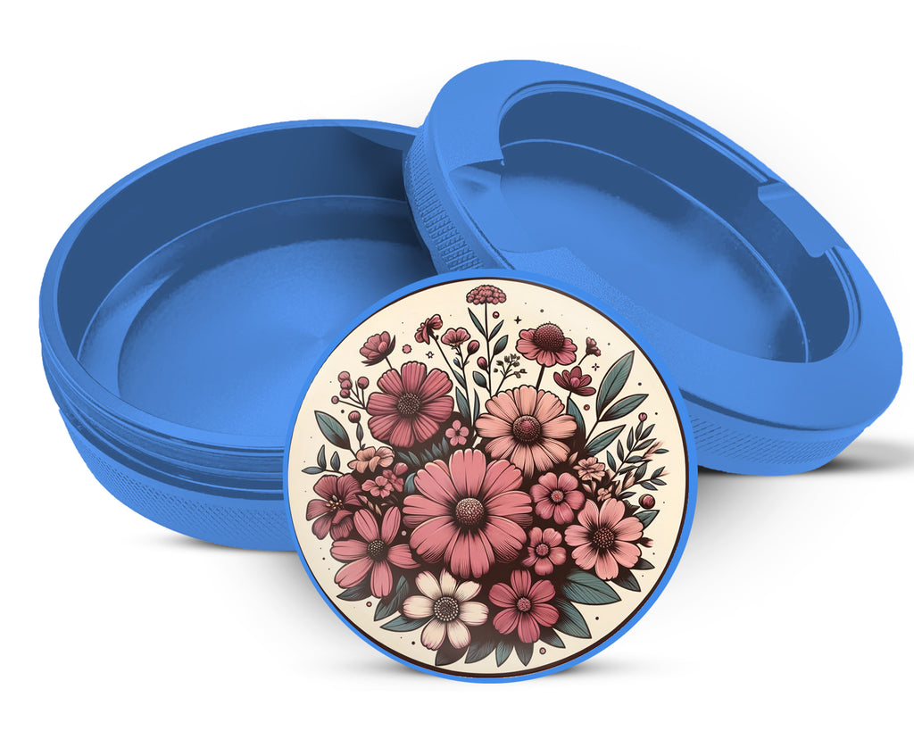 Vintage Flowers Snus Storage Case Blue