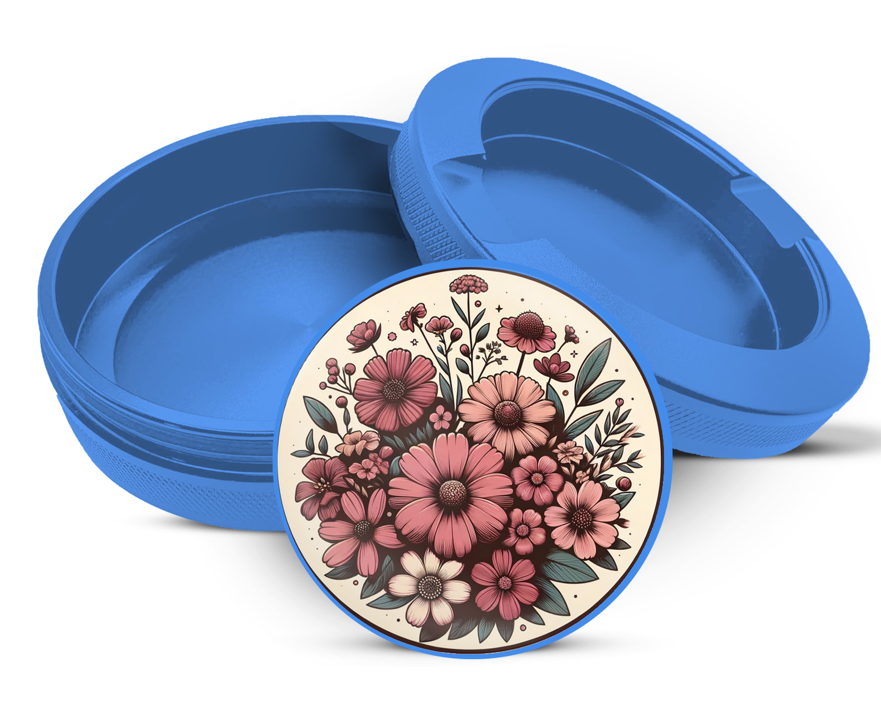 Vintage Flowers Snus Storage Case Blue