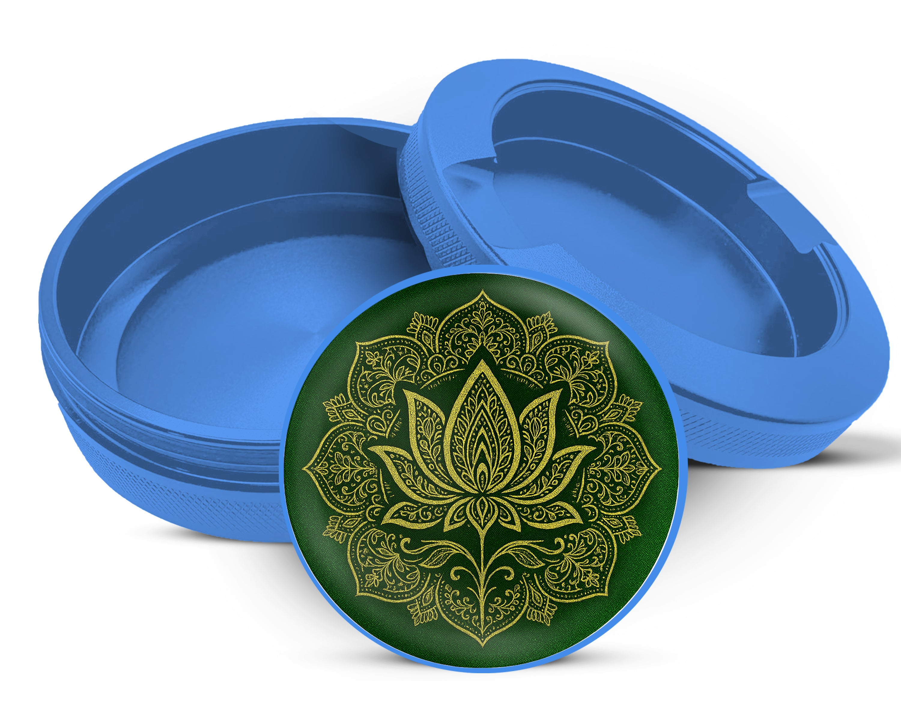 Golden Lotus Blossom Snus Storage Case Blue