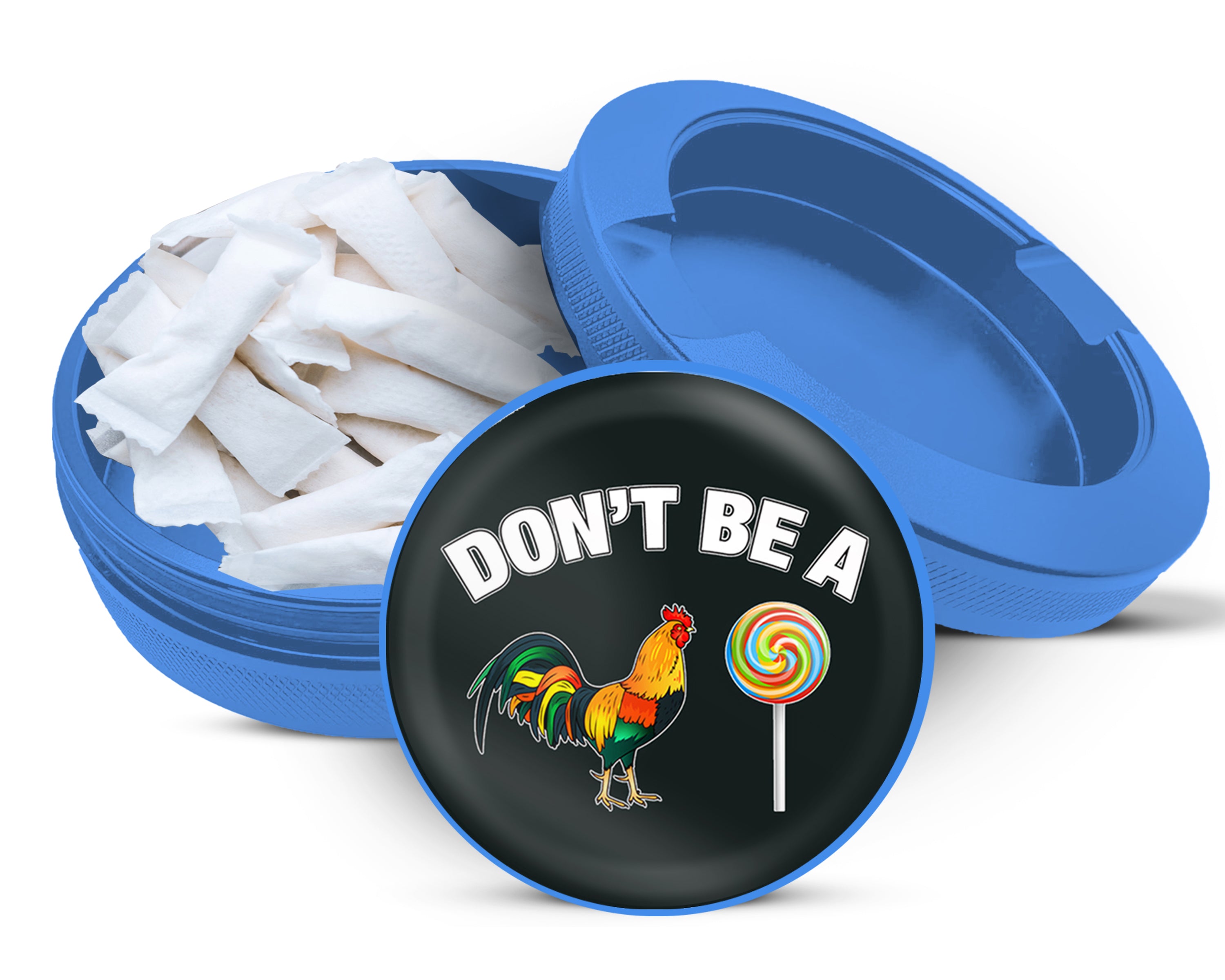 Don't Be A C-ck Lollipop Sucker Snus Storage Case Blue