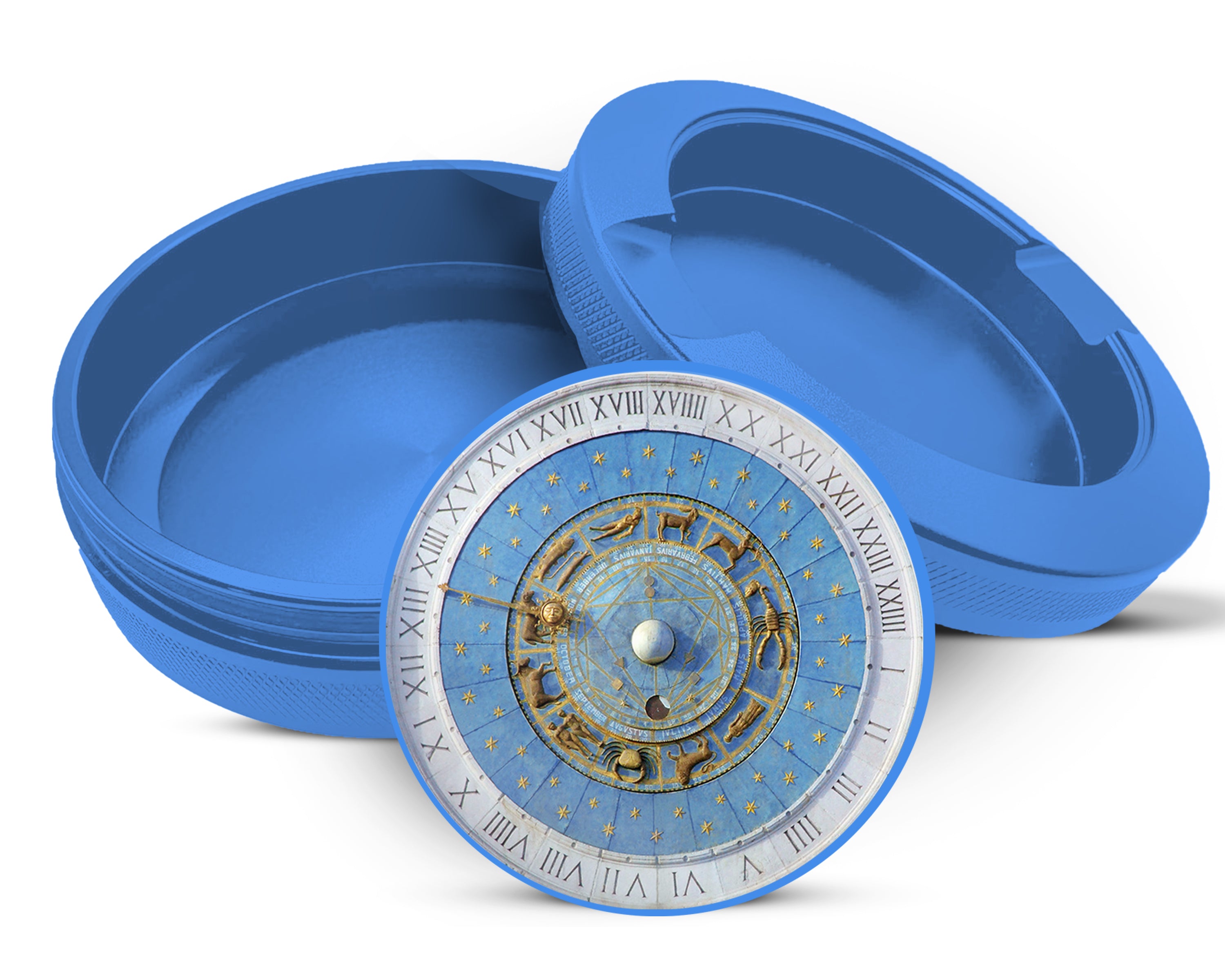 Astrological Zodiac Signs Clock Snus Storage Case Blue