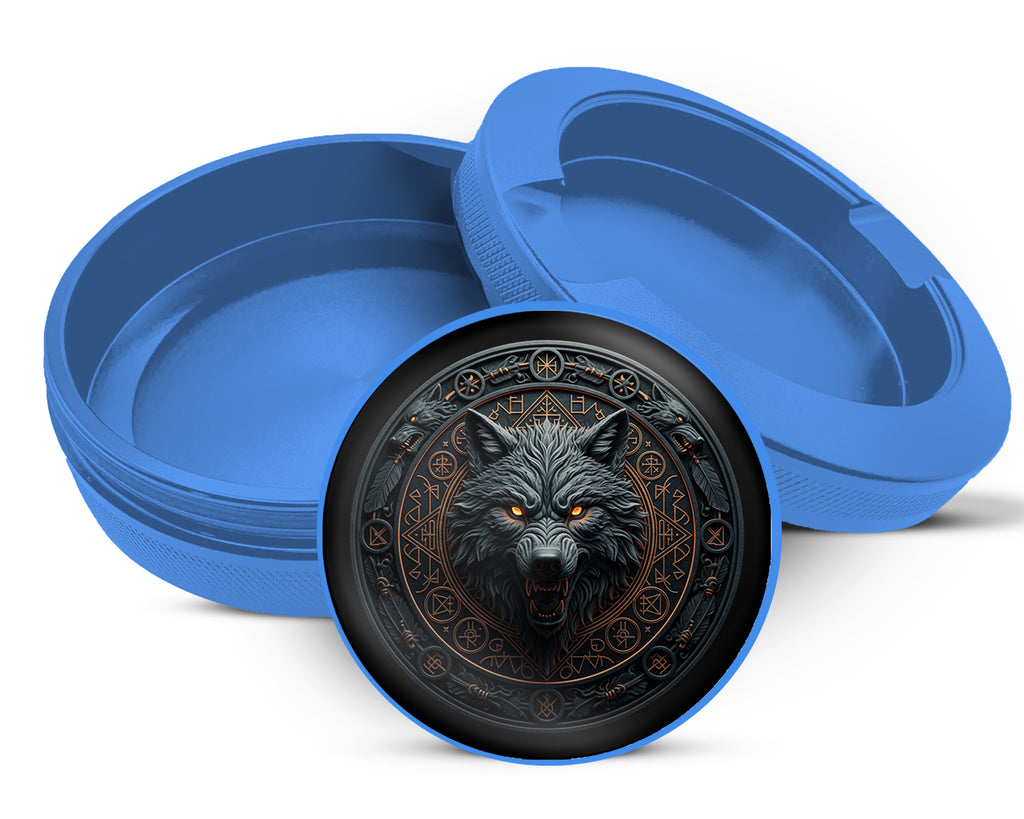 Runic Dire Wolf Emblem Snus Storage Case Blue