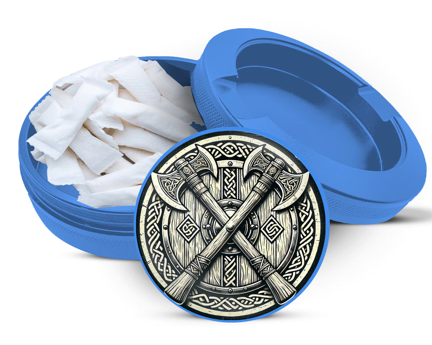 Viking Battle Axes Snus Storage Case Blue