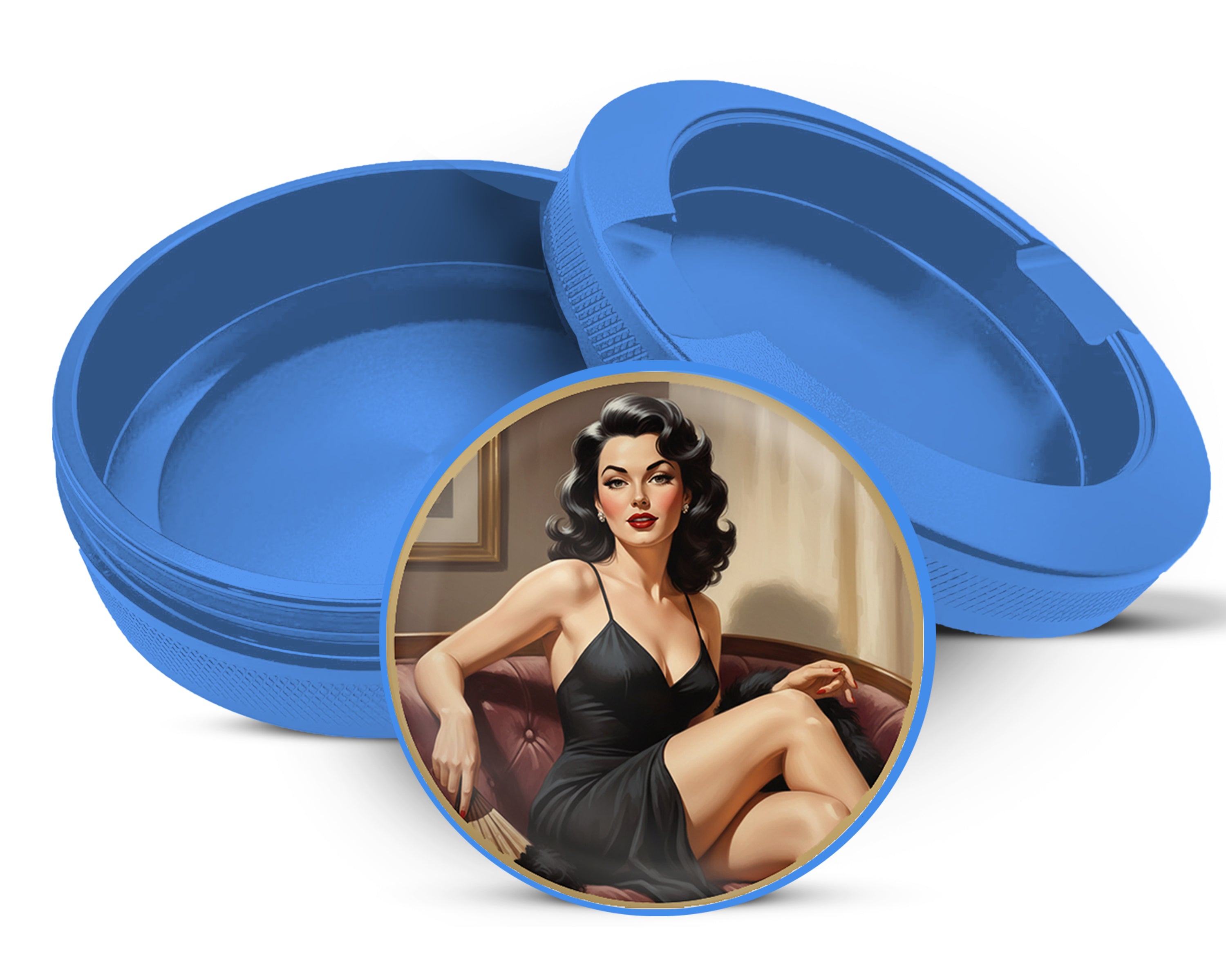 Sultry Vintage Glamour Muse Snus Storage Case Blue