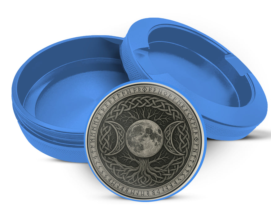 Celtic Moon Tree Sigil Snus Storage Case Blue