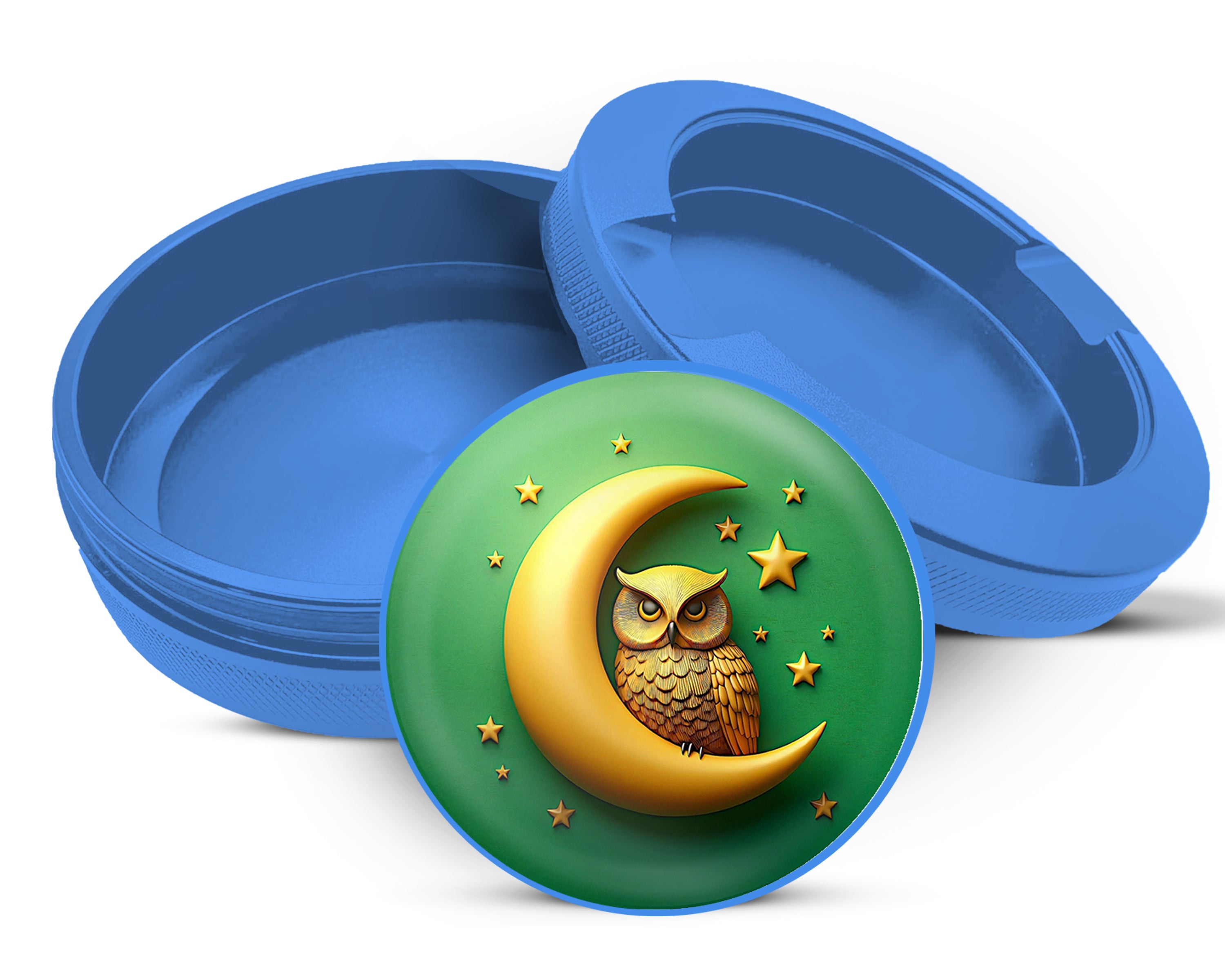 Owl Perched On A Golden Moon Snus Storage Case Blue