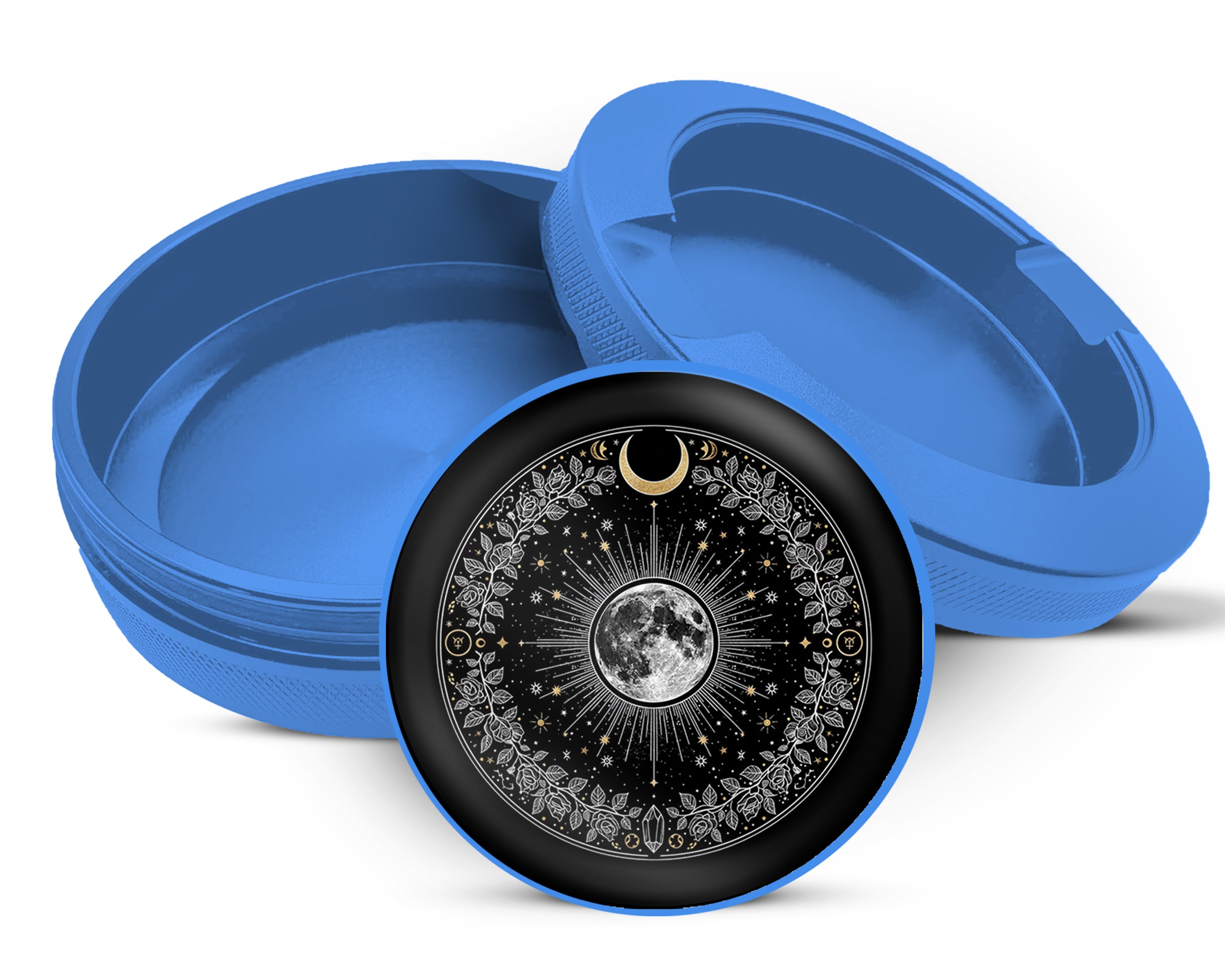 Lunar Bloom Celestial Circle Snus Storage Case Blue