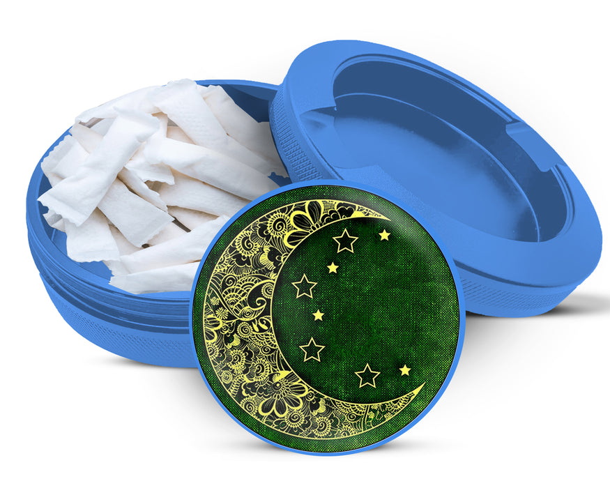 Crescent Moon and Stars Snus Storage Case Blue