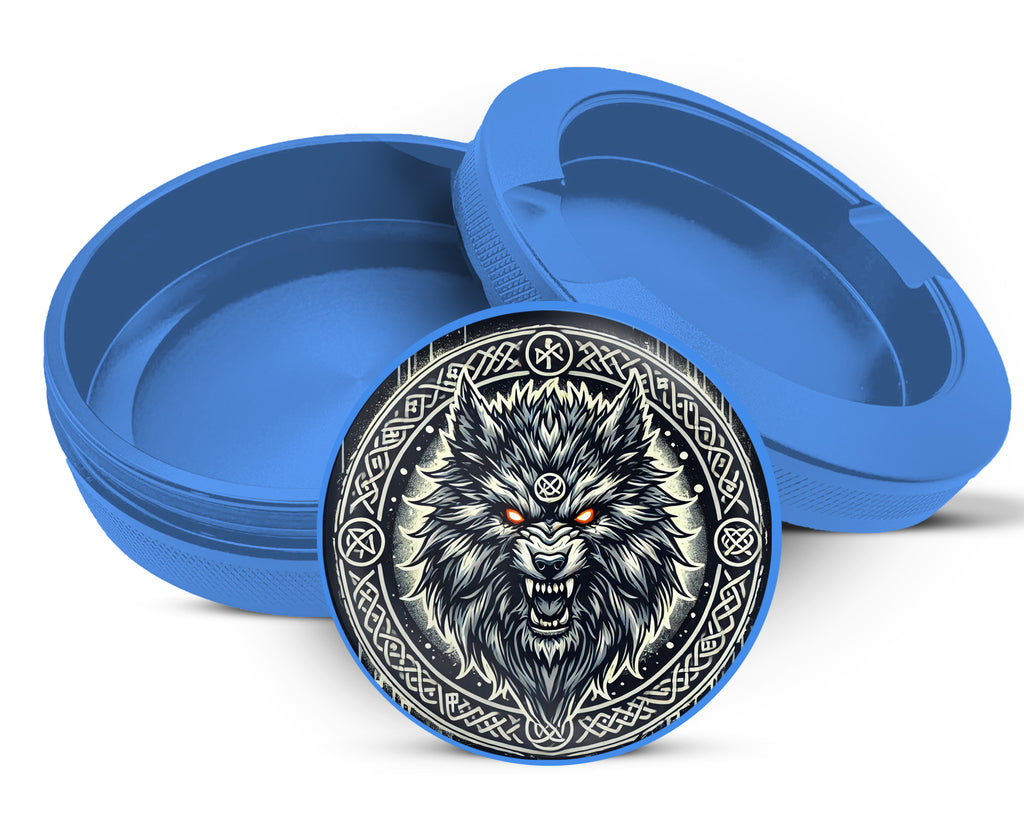 Giant Norse Wolf Fenrir Snus Storage Case Blue