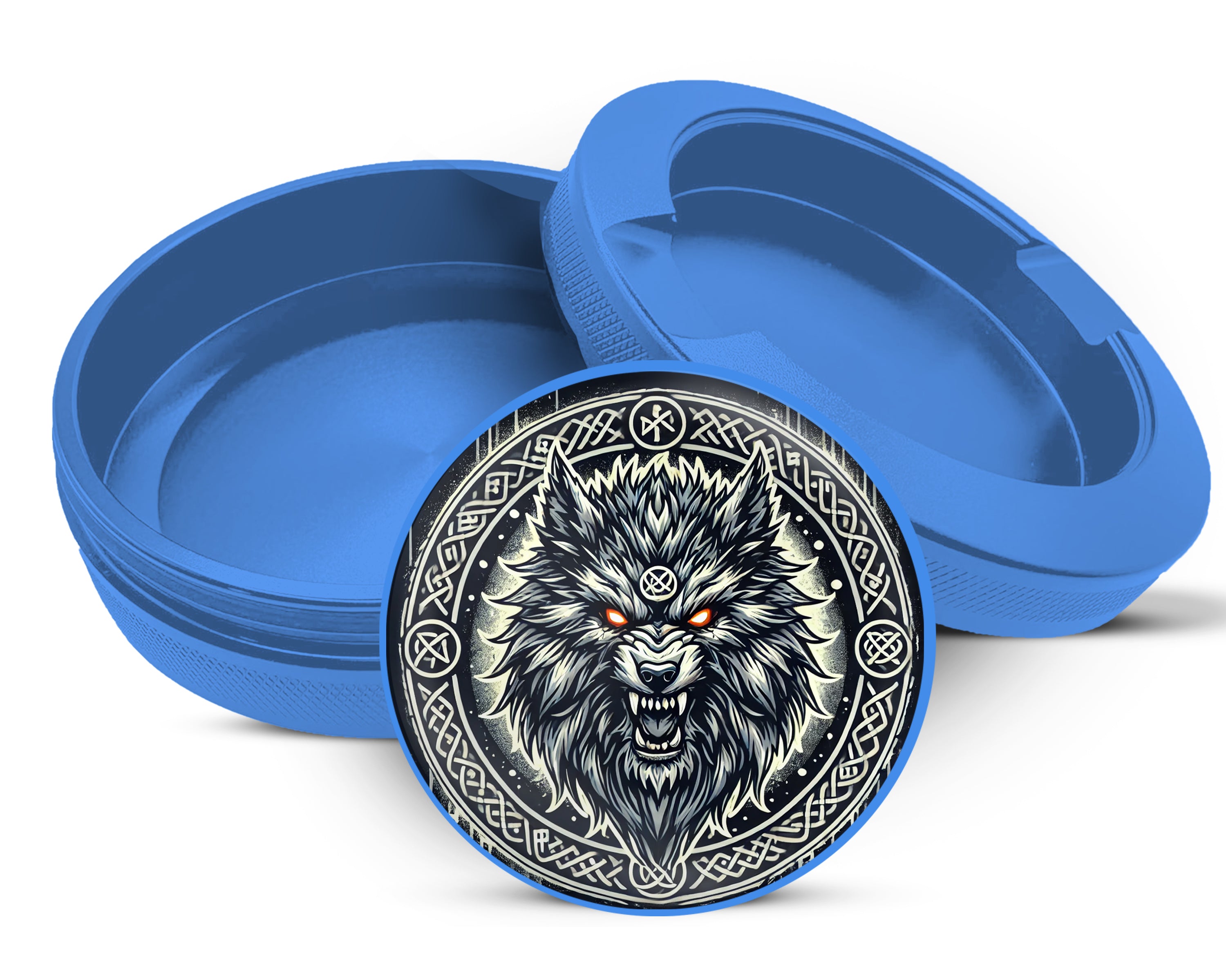 Giant Norse Wolf Fenrir Snus Storage Case Blue