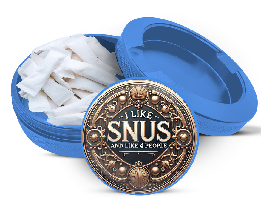 I Like Snus and 3 People Snus Storage Case Blue