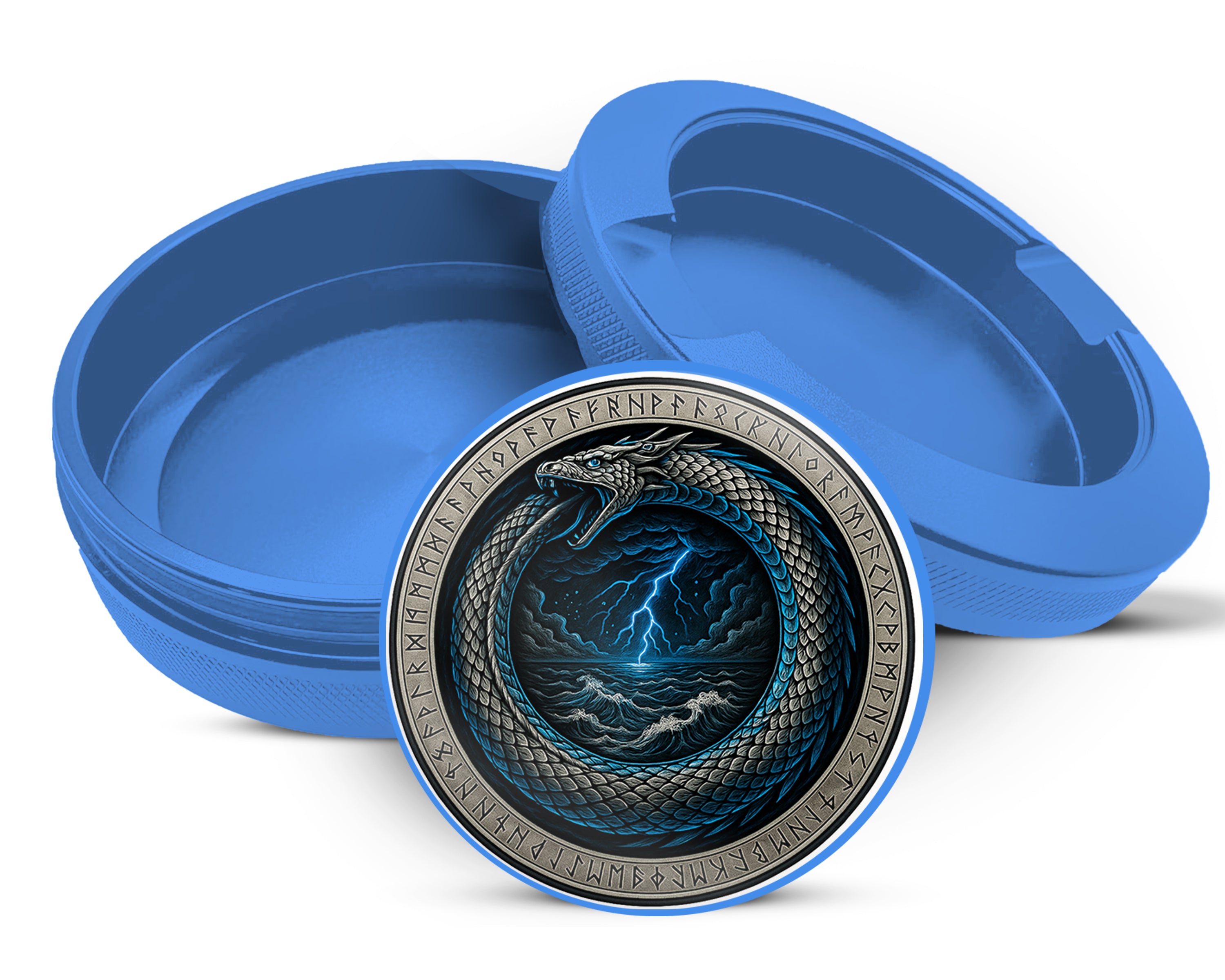 Storm Serpent Ouroboros Sigil Snus Storage Case Blue