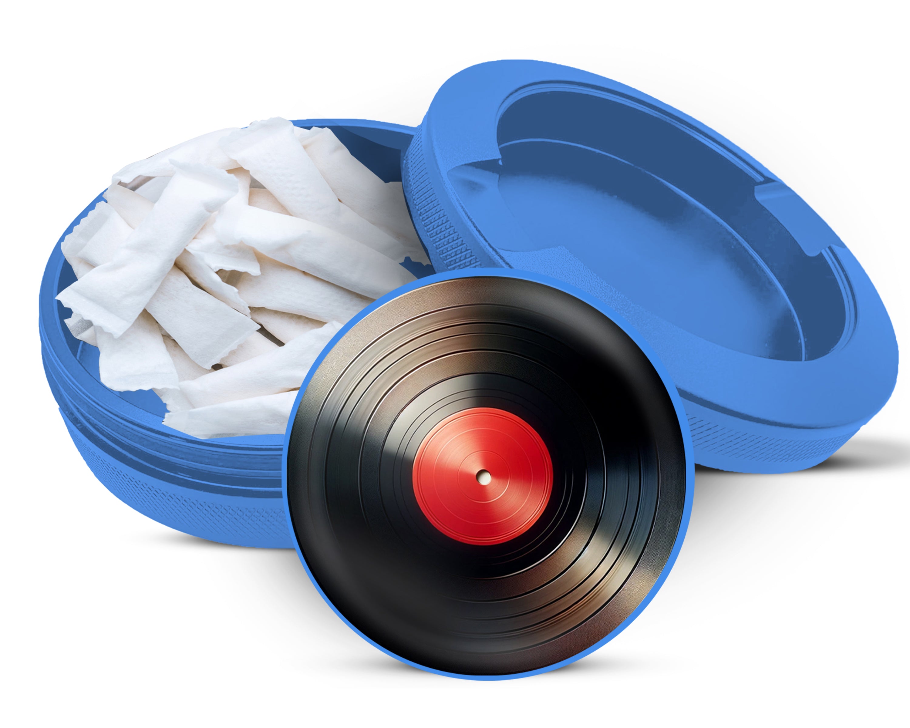 Red Vinyl Record  Snus Storage Case Blue