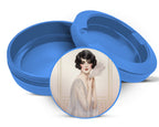 Elegant Deco Feather Muse Snus Storage Case Blue