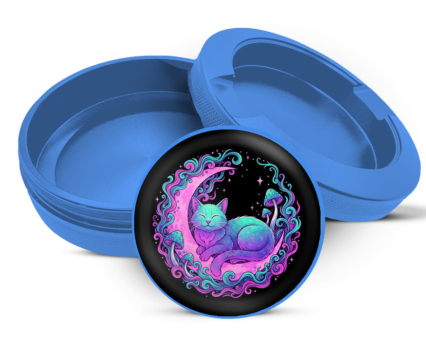 Psychedelic Moon Cat Dreams Snus Storage Case Blue