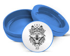 Native American Wolf Snus Storage Case Blue