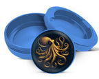 Vintage Golden Octopus Snus Storage Case Blue