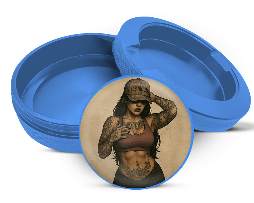 Tough Tattooed Woman with Bandana Pin-Up Vibes Snus Storage Case Blue