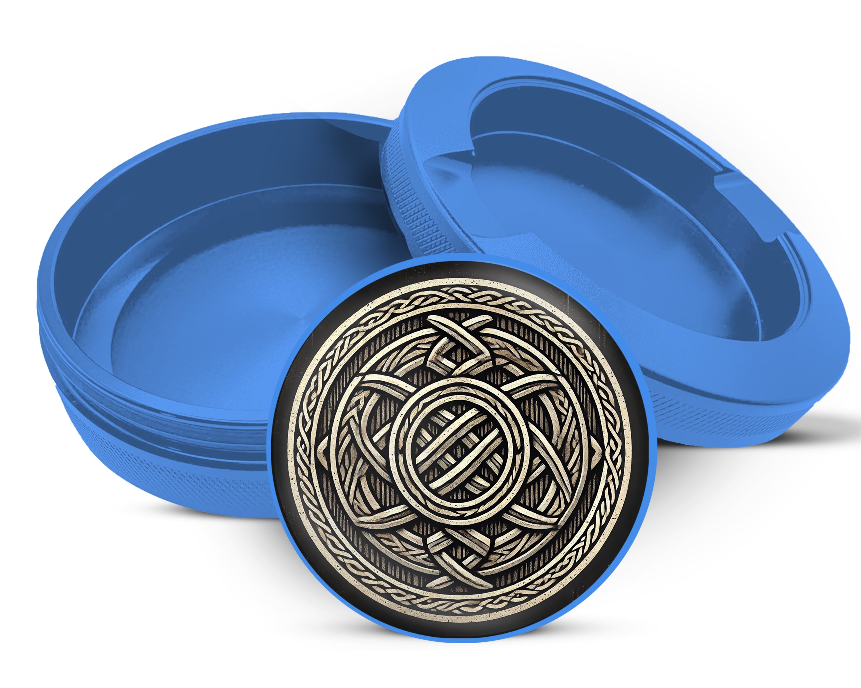 Nordic Knotwork Shield Emblem Snus Storage Case Blue
