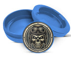 Biker Skull Snus Storage Case Blue