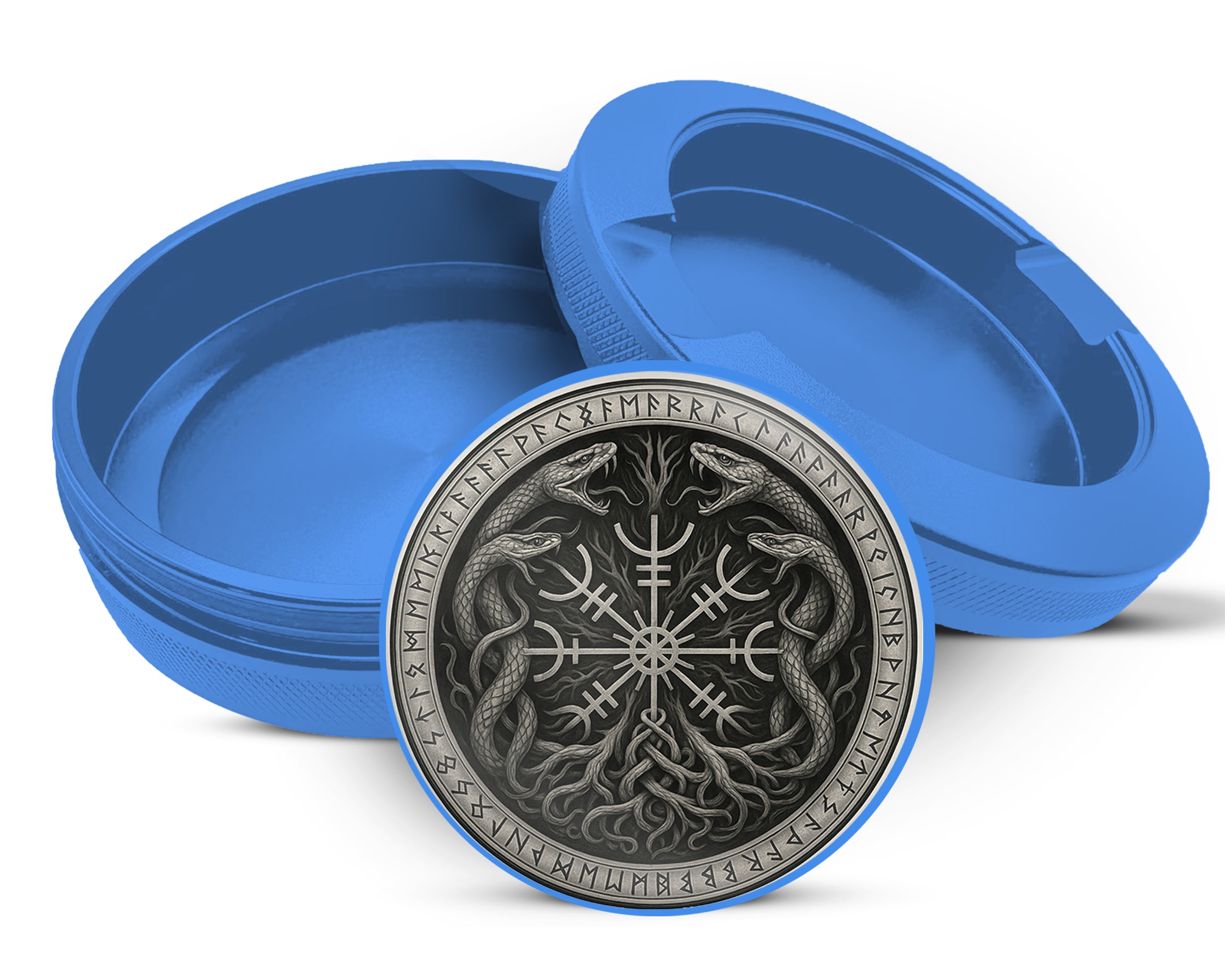 Runic Serpents Norse Sigil Snus Storage Case Blue