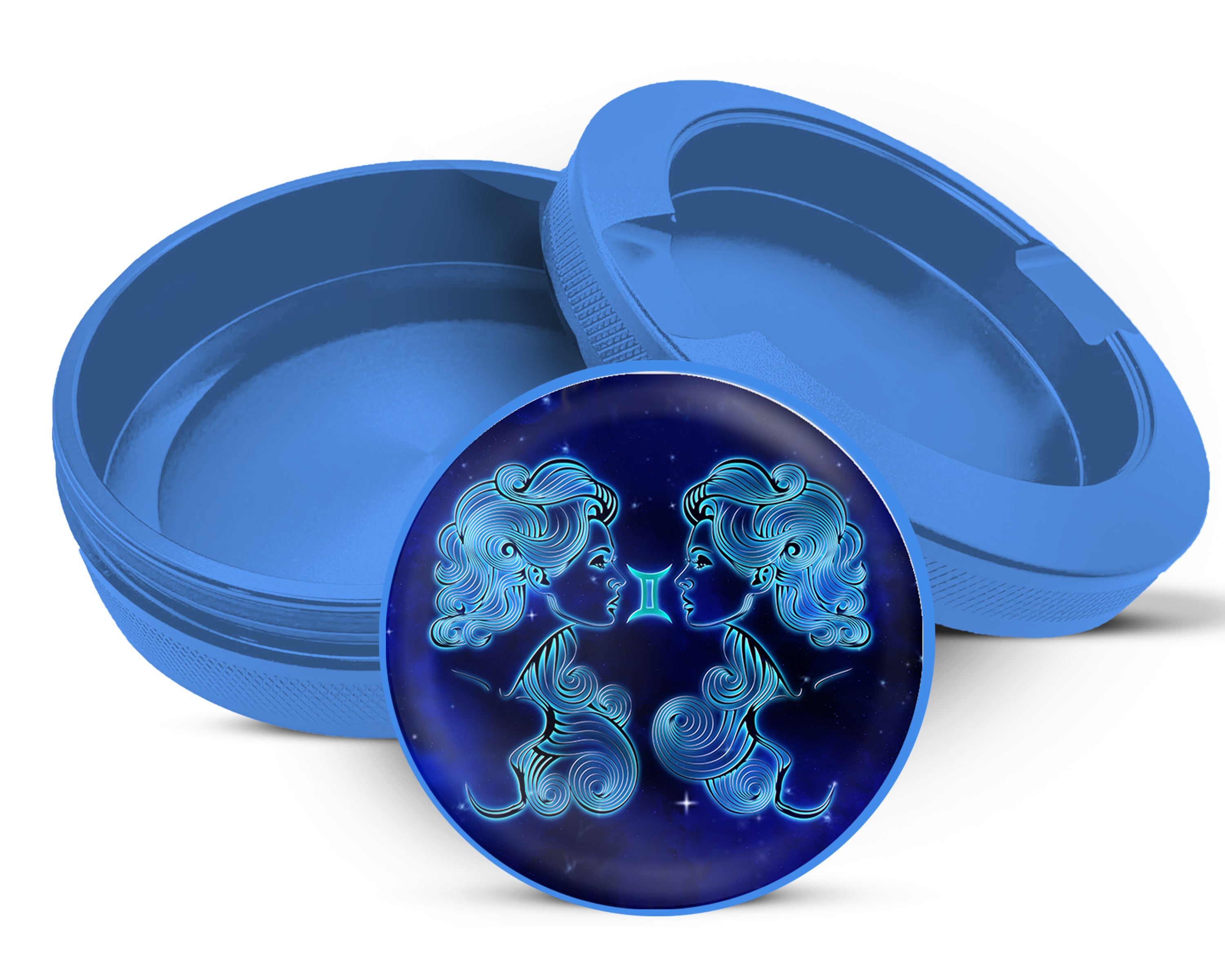 Gemini Zodiac Sign Snus Storage Case Blue