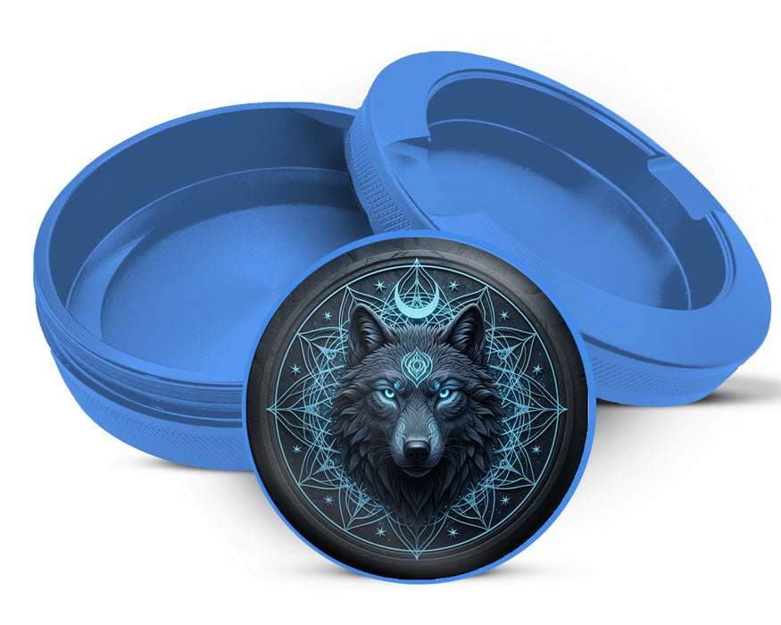 Mystic Lunar Wolf Sigil Zyn Storage Case Blue