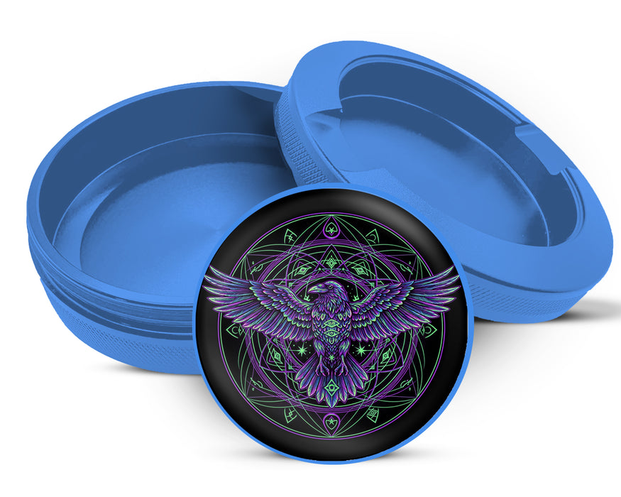 Psychedelic Raven Sigil Circle Zyn Storage Case Blue