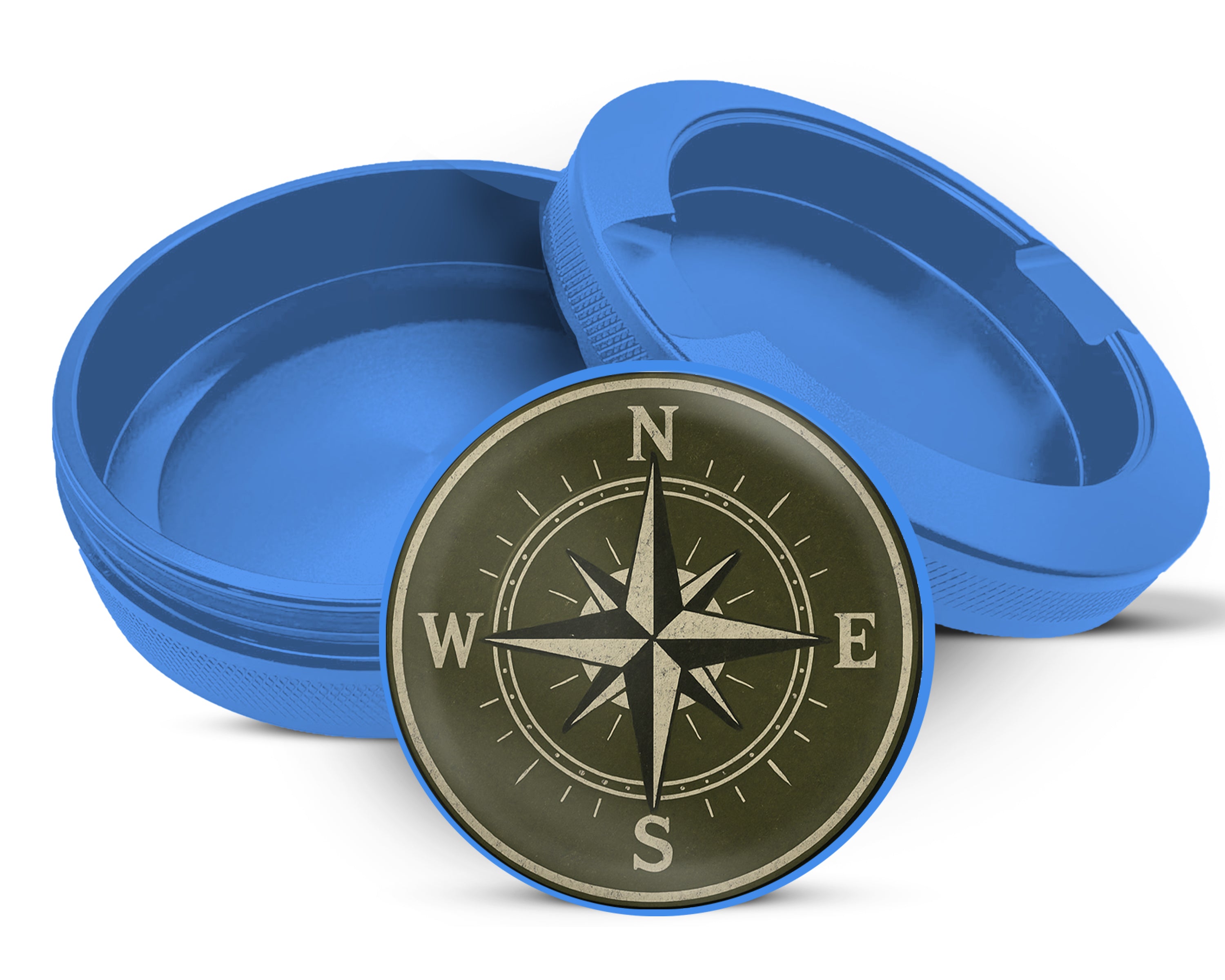 Vintage Compass Snus Storage Case Blue
