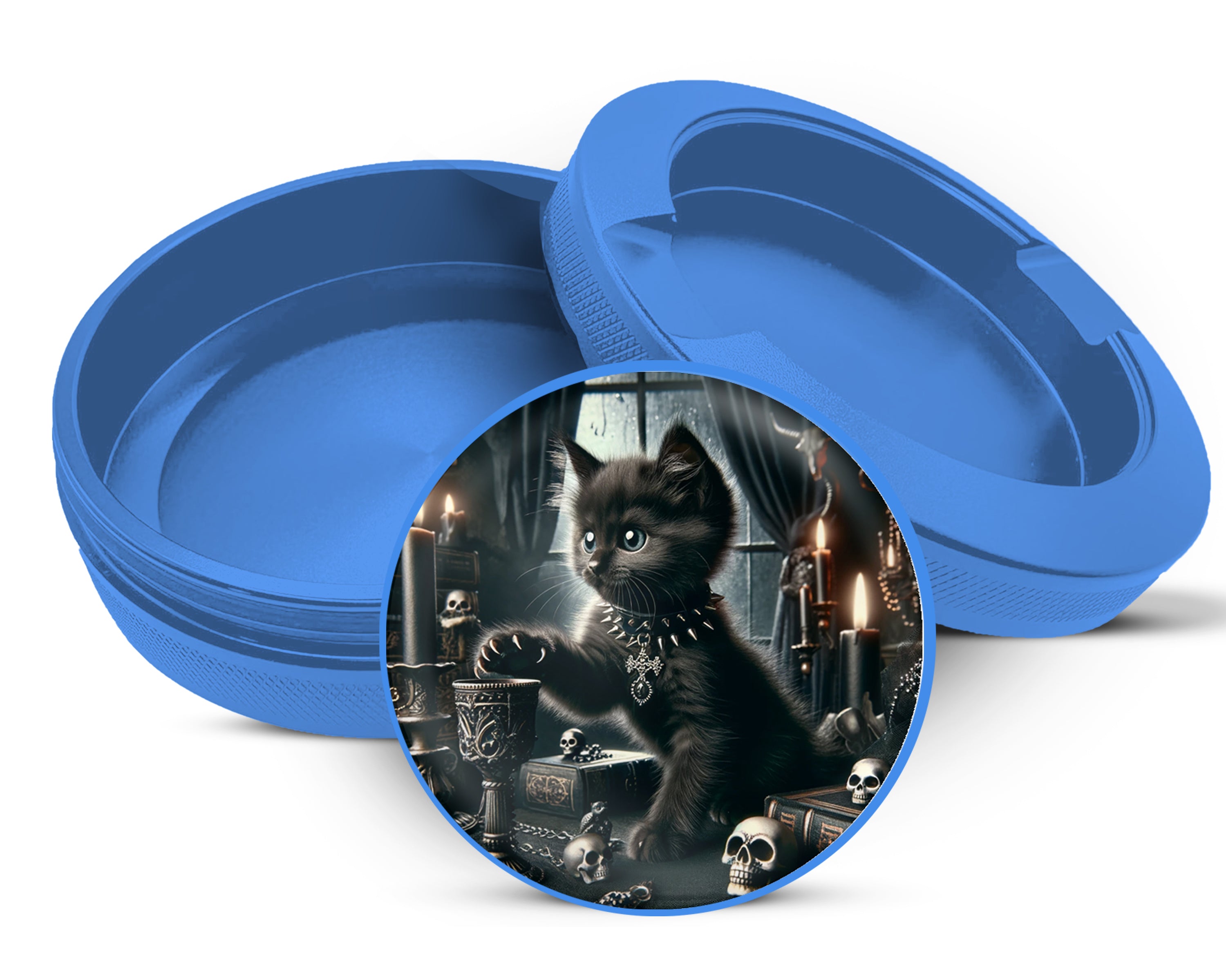 Goth Kitten, Whimsigoth Cat Snus Storage Case Blue