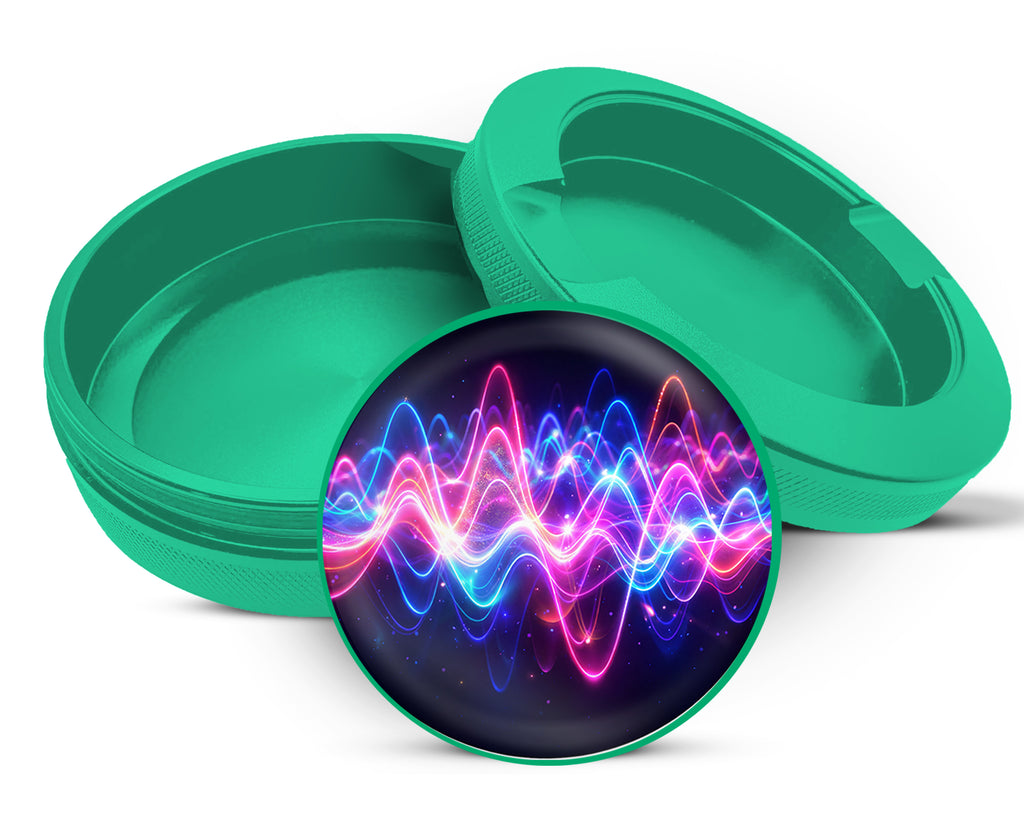 Green Neon Soundwave Vibes Audio Frequency Art Snus Storage Case