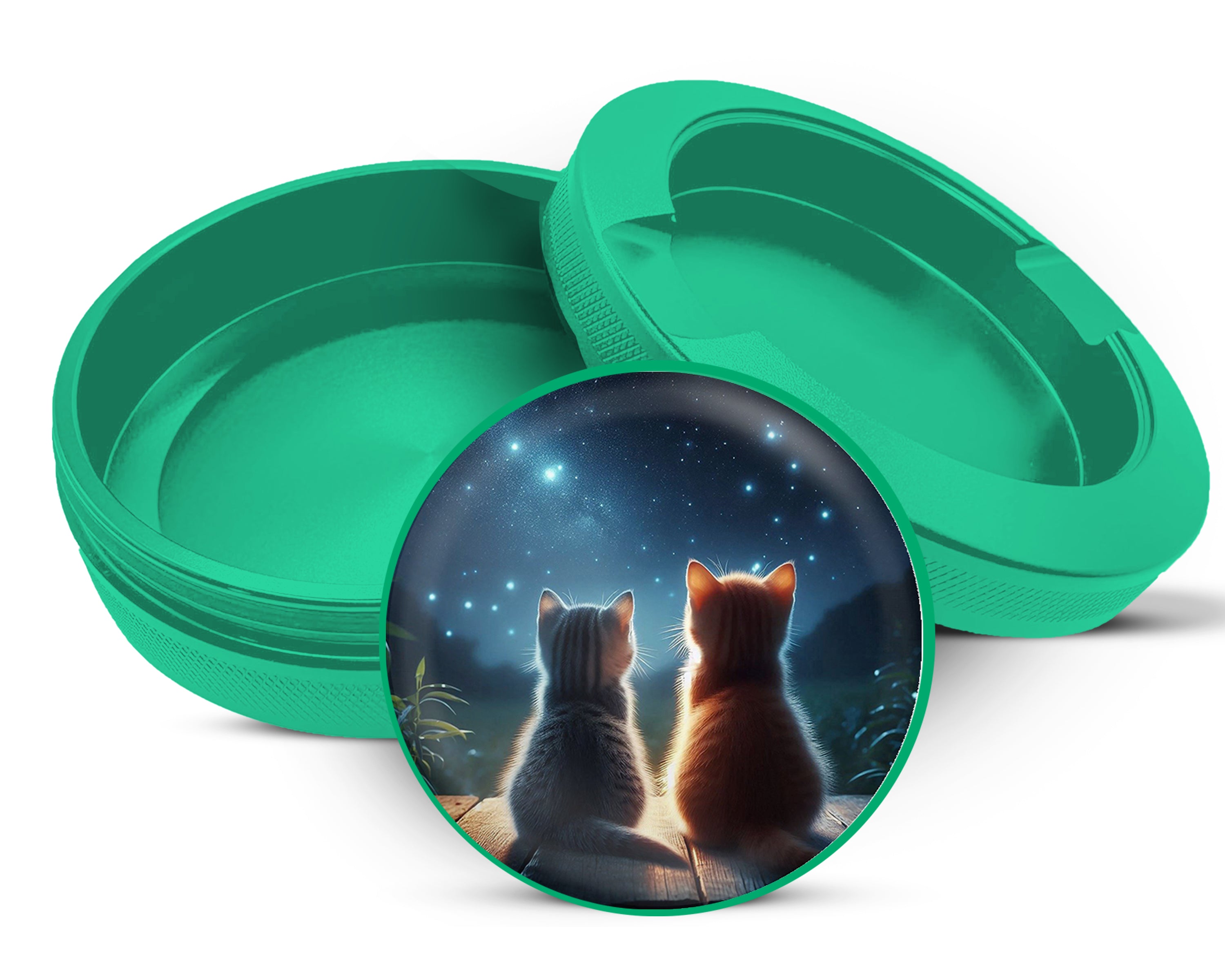 Green Cute Cats Staring At The Night Snus Storage Case