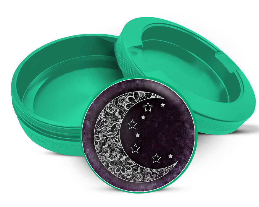 Green Purple Crescent Moon and Stars Snus Storage Case