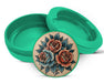 Green Traditional Red Rose Tattoo Design on Beige Snus Storage Case