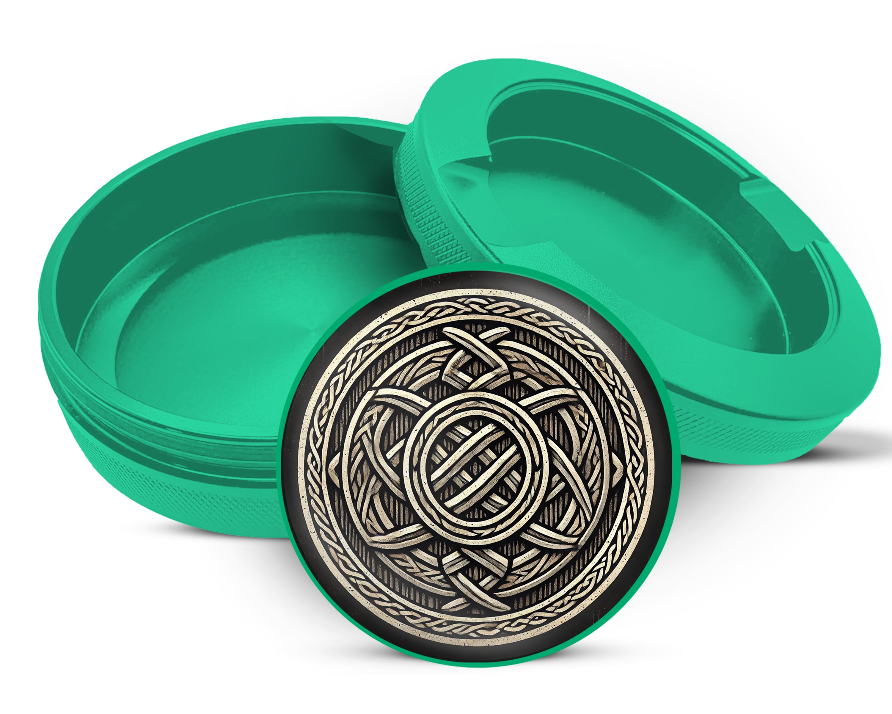 Green Nordic Knotwork Shield Emblem Snus Storage Case