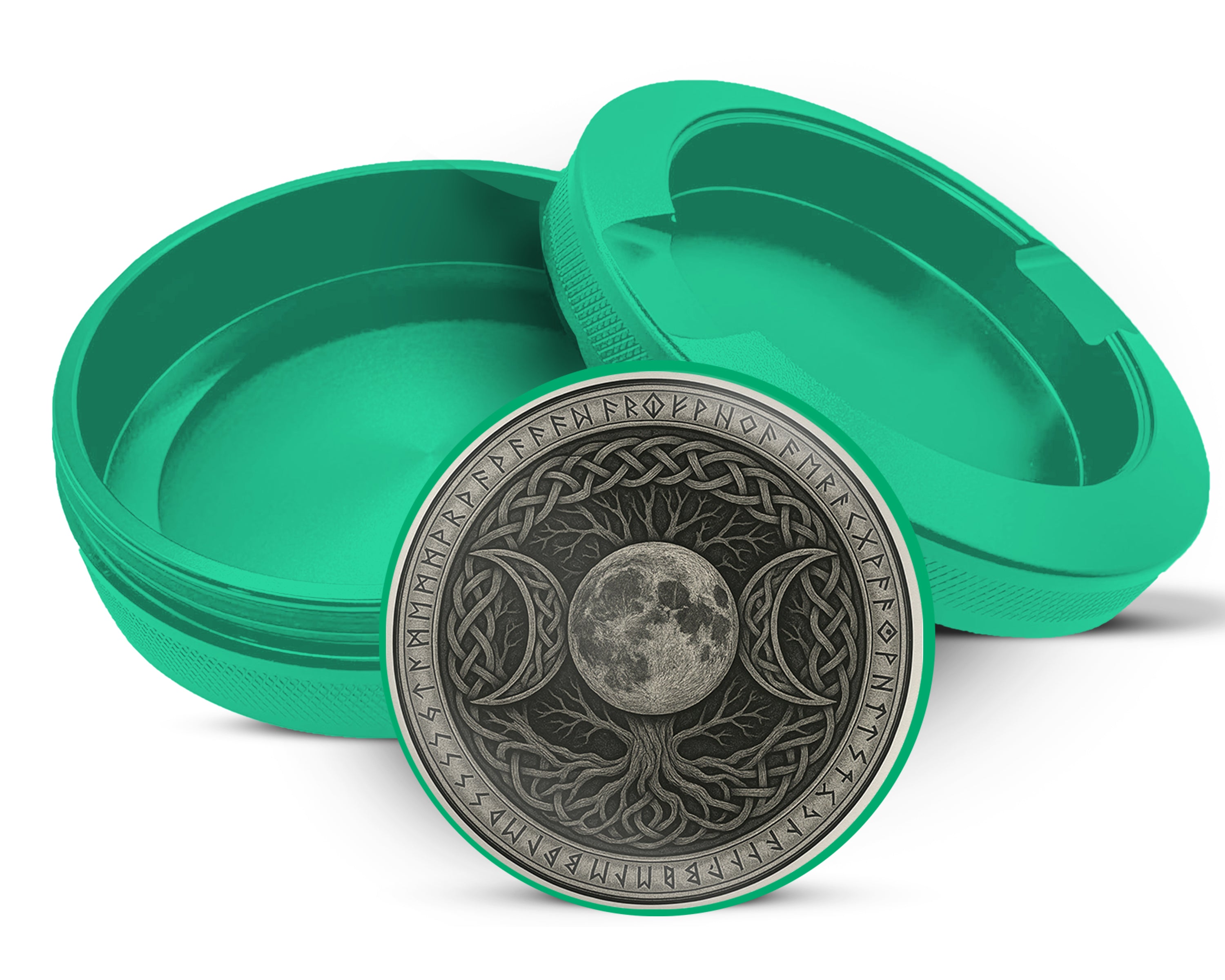 Green Celtic Moon Tree Sigil Snus Storage Case
