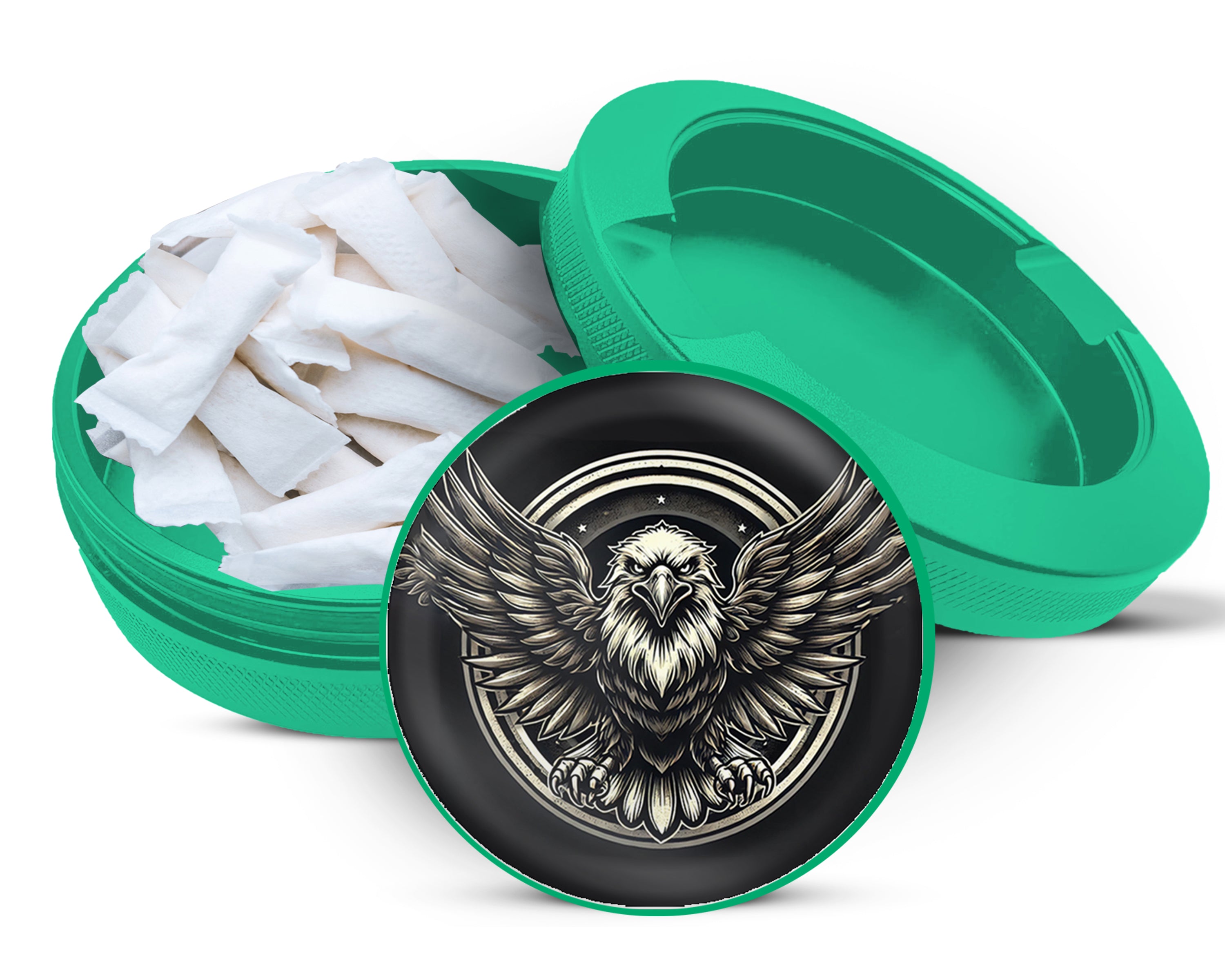 Green Soaring Bald Eagle Snus Storage Case