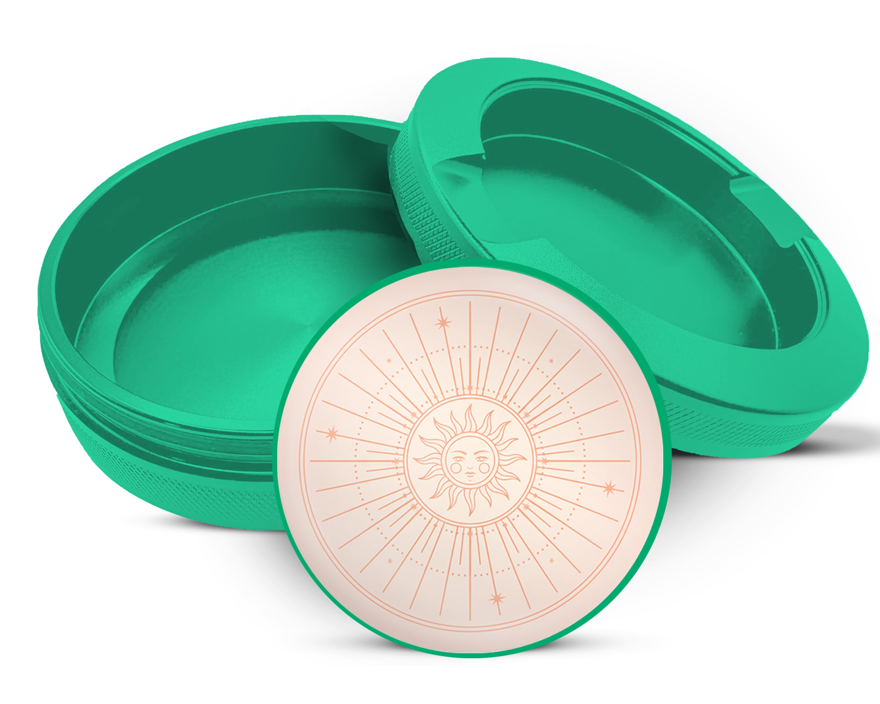 Green Boho Celestial Sunburst Face Snus Storage Case
