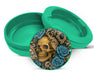 Green Gothic Skull with Roses and Chains Tattoo Aesthetic Snus Storage Case